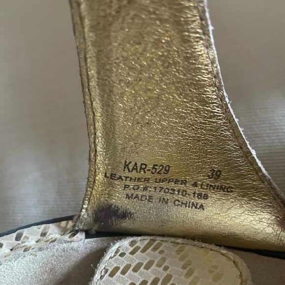 Alegria Womens Sandals Gold Dazzier Leather Two Strap Slip On Size 39 Eur (9 US) - Picture 3 of 3